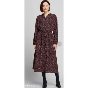 New UNIQLO Floral Midi Long Shirt Dress Sz S